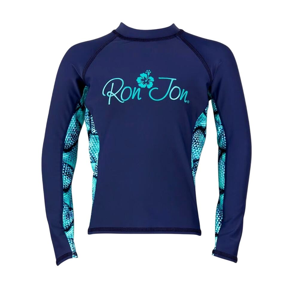 Ron Jon Kids Navy Long Sleeve Rash Guard Small Mermaid Scales